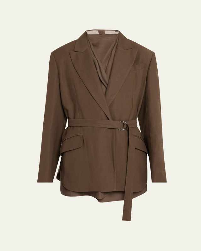 Belted Linen Twill Blazer